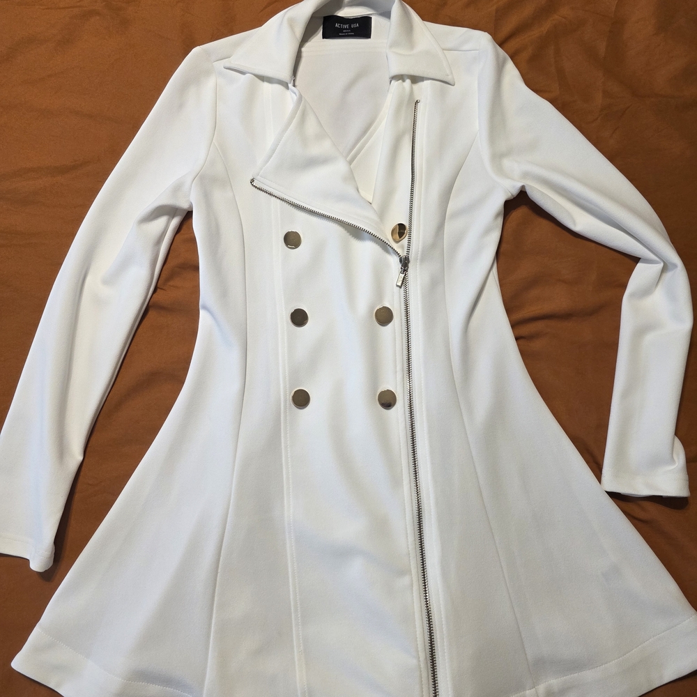 White Double-Breasted Women's Coat Or Dress